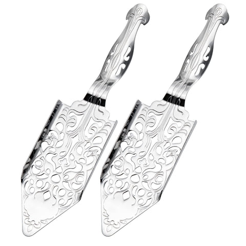 2Pcs Stainless Steel Absinthe Fountain Spoon, Vintage Cocktail Dripper, Bar Glass Strainer, Hollowed Out Square Sugar Dripper