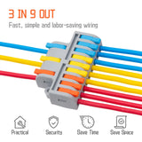 Lever Wire Connectors, 3 in 9 Out Quick Wiring Cable Electrical Connector Compact Push-in Conductor Terminal Block