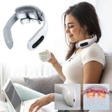 Portable Neck Electric Pulse Massager with Heat, Unit, 4 Head Lymphatic Massager for Pain Relief Deep Tissue, Units Neck Massager