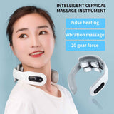 Portable Neck Electric Pulse Massager with Heat, Unit, 4 Head Lymphatic Massager for Pain Relief Deep Tissue, Units Neck Massager