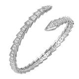 Crystal Cuff Bracelet for Women - Fashion Cubic Zirconi Silver Snake Bracelet Charm, Bangle Jewelry Gift for Anniversary Party
