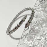 Crystal Cuff Bracelet for Women - Fashion Cubic Zirconi Silver Snake Bracelet Charm, Bangle Jewelry Gift for Anniversary Party