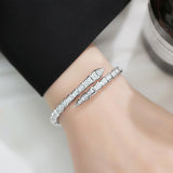 Crystal Cuff Bracelet for Women - Fashion Cubic Zirconi Silver Snake Bracelet Charm, Bangle Jewelry Gift for Anniversary Party