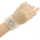 Bracelets for Women MultiLayer Pearl Bracelets for Women Pearl Jewelry Pearl Bracelet Crystal Rhinestone Bangle Bracelets