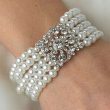 Bracelets for Women MultiLayer Pearl Bracelets for Women Pearl Jewelry Pearl Bracelet Crystal Rhinestone Bangle Bracelets