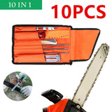 10Pcs Cloth Bag File Set Electric Chainsaw File Round Flat File Guide File Sharpener Tools Electric chain saw file