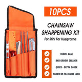 10Pcs Cloth Bag File Set Electric Chainsaw File Round Flat File Guide File Sharpener Tools Electric chain saw file