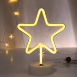Warm White Star Shaped LED Neon Lamp with Base Battery Operated USB Powered LED Home Christmas Decoration Lights