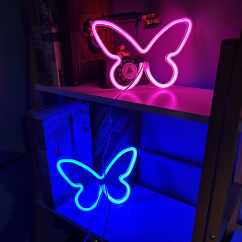 2 Pcs Butterfly Neon Signs Butterfly LED Light 3AA Battery Powered, USB Operated Wall Neon Light Decor Butterfly Neon Wall Art In Australia - Darrahopens