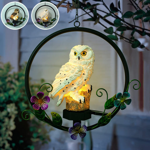 Owl Gifts for Owl Lovers Solar Powered Garden Owl Statue Waterproof Hanging Solar Owl for Outdoor Decorative Unique Owl Gifts