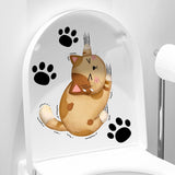 Cartoon Cat Toilet Seat Lid Sticker 3D Cute Cat Waterproof Toliet Lid PVC Sticker DIY Removable Cat's paw Toilets Stickers In Australia - Darrahopens