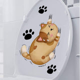 Cartoon Cat Toilet Seat Lid Sticker 3D Cute Cat Waterproof Toliet Lid PVC Sticker DIY Removable Cat's paw Toilets Stickers