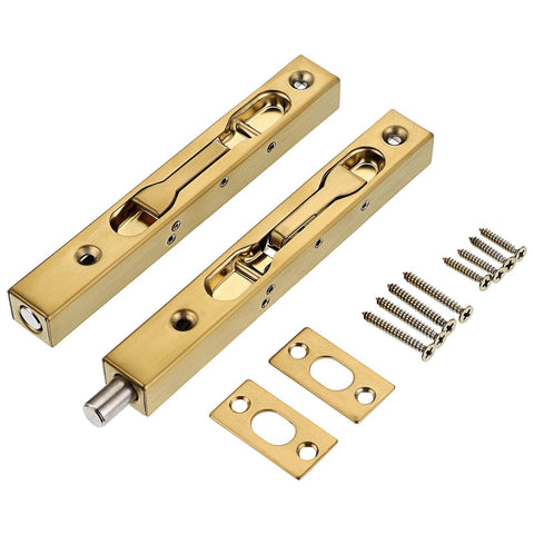 2Pcs 6 Inch Door Bolts - Stainless Steel Concealed Security French Door Locks with Hardwares, Metal Flush Latch Bolts