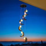 Solar Moon Wind Chimes Outdoor Solar Lights Windchimes Waterproof Hanging Decorations Gifts for Garden