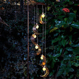 Solar Moon Wind Chimes Outdoor Solar Lights Windchimes Waterproof Hanging Decorations Gifts for Garden