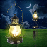 Solar Wind Chimes for Outdoor, Iron Hollow Wind Chimes Garden Decor  Lantern Hanging Solar Landscape Lights Wind Bells
