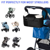 Universal Stroller Organizer with Insulated Cup Holder Detachable Phone Bag and Shoulder Strap,Stroller Bag Organizer