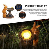 Garden Statues Outdoor Clearance LED Rabbit Solar Garden Statues Waterproof Solar Rabbit Ornaments Garden Light Resin