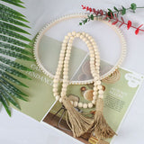 Hat Hanger Farmhouse Beads Tassel Trim Boho Decor Bathroom Wall Decor Fringe Garland Hat Organizer Wooden Prayer Bead Wooden