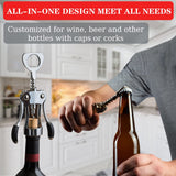 Zinc Alloy Wing Corkscrew Heavy Duty, Cork Screw Beer Opener for Bartenders, Multifunctional Bottle Opener for Home Kitchen