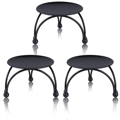 Black Candle Holder, Set of 3 Iron Pillar Candle Plate Small-Decorative Decorative Small Candle Stick Holder Fit In Australia - Darrahopens