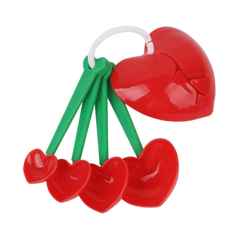 5 Pcs Heart Shaped Plastic Measuring Spoons Set Egg Separator and Scoop for Home Kitchen Baking Cooking