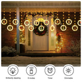 Window Lights Christmas Decor Ring Lights with Ornament LED Curtain Lights Indoor Outdoor USB White Christmas String