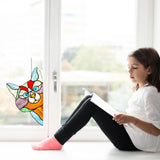 Peeking Cat Suncatcher, Funny Window Corner Decor, Funny Stained Glass Window Corner Decor, Cat Sticker
