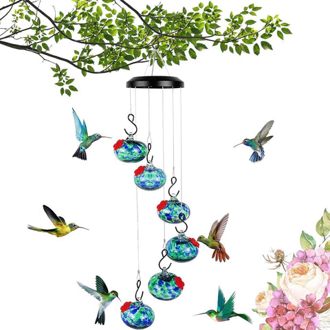 Charming Wind Chimes Hummingbird feeders, Hummingbird Feeders for Outdoors Hanging Ant and Bee Proof, Wind Chime