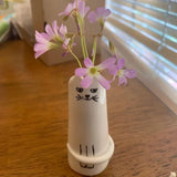 Tiny Vase, Mini Handmade Whiskers Vase, Unique Handpainted Vase Decor, Tiny Modern Vase for Modern Home Decor