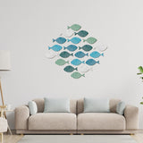 20 Pcs Wooden Fish Wall Decor, Wooden School Of Fish Beach Wall Decor, Home Wall Hangings Wooden Fish Art Hanging Wooden