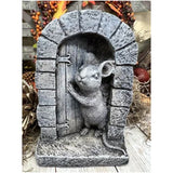 Mouse Garden Decor, Mouse Door Stone Statue, Playful Mouse Figurine, Interesting Animal Sculpture, Indoor Outdoor Statues