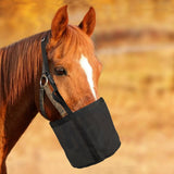 Horse Feed Bag Comfort Breathable Mesh Feed Bucket Heavy Duty Feed Bag with Adjustable Strap and Waterproof Bottom  (Black) In Australia - Darrahopens