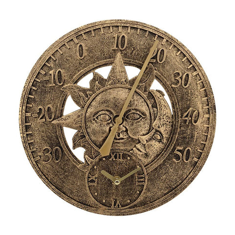 Outdoor Wall Clock, Thermometer for Patio and Pool, Round, Metal, Rustic,Waterproof,Outdoor Clock Thermometer Combo Garden-12in In Australia - Darrahopens