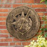 Outdoor Wall Clock, Thermometer for Patio and Pool, Round, Metal, Rustic,Waterproof,Outdoor Clock Thermometer Combo Garden-12in
