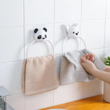 2 Piece Hand Towel Holder for Wall Mounted,Towel Ring for Bathroom, Kitchen， Practical and Beautiful Bulldog and Panda Home