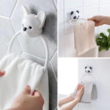 2 Piece Hand Towel Holder for Wall Mounted,Towel Ring for Bathroom, Kitchen， Practical and Beautiful Bulldog and Panda Home