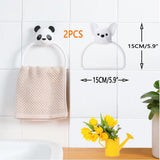 2 Piece Hand Towel Holder for Wall Mounted,Towel Ring for Bathroom, Kitchen， Practical and Beautiful Bulldog and Panda Home