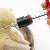 Meat Injector, Plastic Marinade Turkey Injector with 1-oz Capacity 1 pcs stainless steel needles （red）