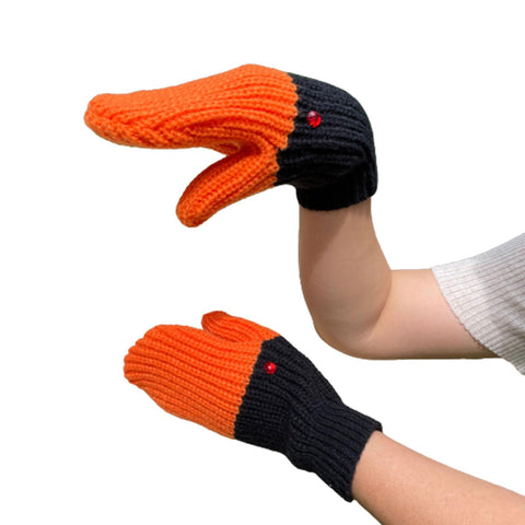 Knit Cartoon For Men And Women Winter Gloves Warm Riding Gloves Work Gloves thread with fingertips（black） In Australia - Darrahopens