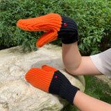 Knit Cartoon For Men And Women Winter Gloves Warm Riding Gloves Work Gloves thread with fingertips（black） In Australia - Darrahopens