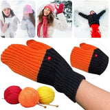 Knit Cartoon For Men And Women Winter Gloves Warm Riding Gloves Work Gloves thread with fingertips（black） In Australia - Darrahopens