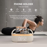 Bluetooth Speaker Alarm Clock with Wireless Charger, LED Night Light, 1800mAh Battery - For Bedroom, Home