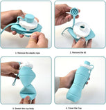 Collapsible Water Bottles Cups Leakproof Valve Reusable BPA Free Silicone Foldable Travel Water Bottle Cup for Gym Camping Hiking