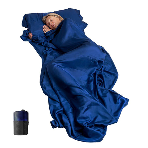 Premium Sleeping Bag Liner with All Around Two-Way Zippers, Breathable Lightweight Travel Sheet, Multifunctional Bed Sheet