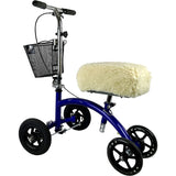 Steerable Knee Walker Knee Scooter for Adults for Foot Surgery & Deluxe Plush Synthetic Sheepskin Knee Scooter Pad Cover Cushion