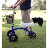 Steerable Knee Walker Knee Scooter for Adults for Foot Surgery & Deluxe Plush Synthetic Sheepskin Knee Scooter Pad Cover Cushion