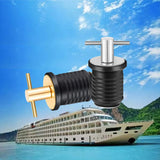 2 Pieces T-Handle Drain Plug Twist-Turn Marine Boat Drain Plugs Rubber Plugs with Brass Handle Boat Marine Accessories Brass Plated
