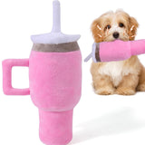 Funny Tumbler with Handle Cup Dog Toys,Squeaky Dog Toys Interactive Fluff and Tuff Dog Toys for Small Dogs/Large Dogs