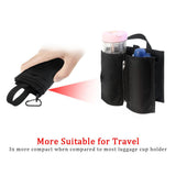 Luggage Cup Holder Travel Drink Bag for Suitcase Portable Foldable Luggage Drink Caddy With Handle (Black)